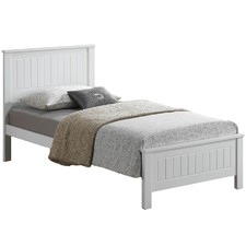 White Leo Wooden Bed & Mattress