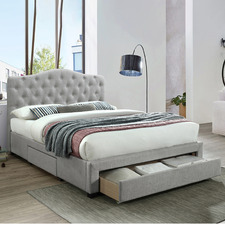 Grey Kiev Upholstered Bed Frame with Storage