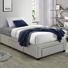 Oat White Astro King Single Storage bed Base with Mattress