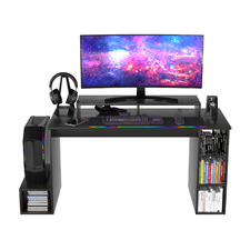 Black Focus Gaming Desk with Raised Shelf