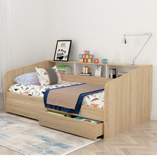 Light Oak Bevel Single Bed with Storage