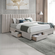 Oat White Alhambra Upholstery King Bed