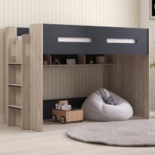 Campbell Single Loft Bed with Shelves