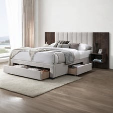 Mika Upholstered Bed Frame with Drawers