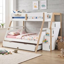 Ethan Single Over Double Bunk Bed with Staircase & Single Trundle