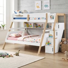 Ethan Single Over Double Bunk Bed with Staircase & Shelves