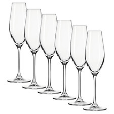 Krosno Splendour 210ml Crystalline Champagne Flutes (Set of 6)