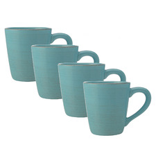 Portofino Turquoise 450ml Conical Ironstone Mugs (Set of 4)