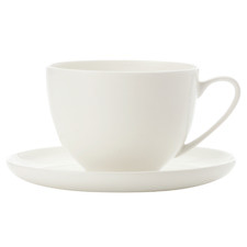Pearlesque 250ml Fine Bone China Coupe Cups & Saucers (Set of 4)