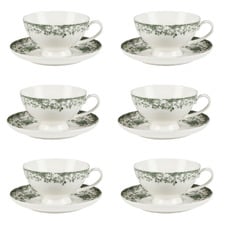 Rosetta 200ml Teacups & Saucers (Set of 6)