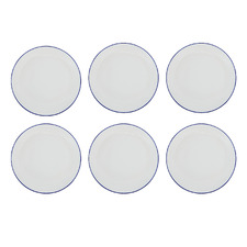 Cafe Blue Porcelain Coupe Dinner Plates (Set of 6)