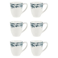 Rosetta 370ml Porcelain Coupe Mugs (Set of 6)