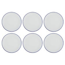 Cafe Blue Porcelain Coupe Entree Plates (Set of 6)