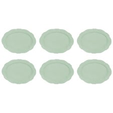 Florence Scalloped Rim Porcelain Oval Plates (Set of 6)