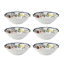 Frutta Scalloped Porcelain Coupe Bowls (Set of 6)