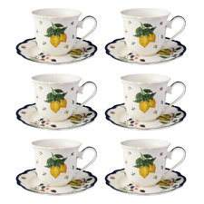 Frutta Scalloped 280ml Porcelain Cups & Saucers (Set of 6)