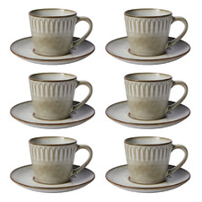 Leros 200ml Stoneware Cups & Saucers (Set of 6)