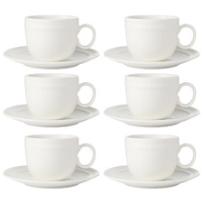 Cordone 225ml Porcelain Coupe Cups & Saucers (Set of 6)