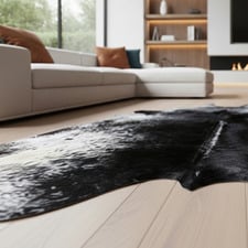 Dark Black Speckled Natural Cowhide Rug