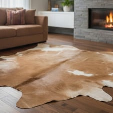 Caramel & White Natural Cowhide Rug