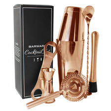 7 Piece Copper Stainless Steel Cocktail Kit