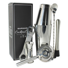 7 Piece Silver Stainless Steel Cocktail Kit