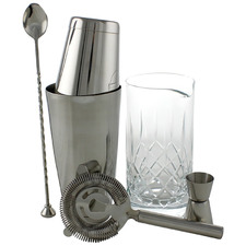 6 Piece Silver Stainless Steel Cocktail Kit