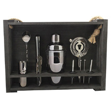 11 Piece Cocktail Maker with Black Hanging Stand Set