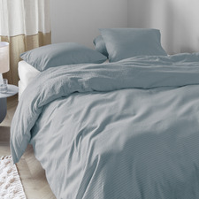 Blue Grey Summer Cotton Satin Quilt Cover Set
