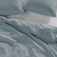 Blue Grey Summer Cotton Satin Quilt Cover Set