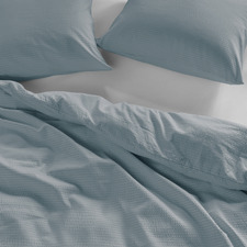 Blue Grey Summer Cotton Satin Quilt Cover Set
