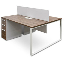 Cande 2 Seater Workstation with Privacy Screen & Storage