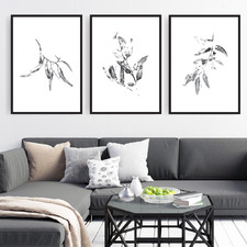 Glorious Gum Leaves Printed Wall Art Triptych
