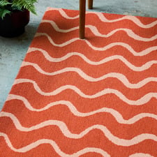 Coral Ribbon Hand-Tufted Wool Rug