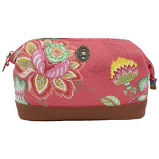 Pink Jambo Flower Faux Leather Beauty Pouch
