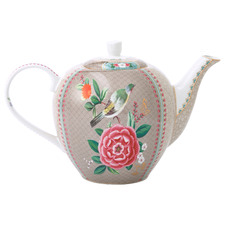 Khaki Blushing Birds 1.6L Porcelain Tea Pot