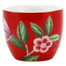 Red Blushing Birds Porcelain Egg Cup
