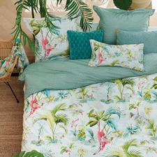 White Palm Scenes Cotton Quilt Cover Set