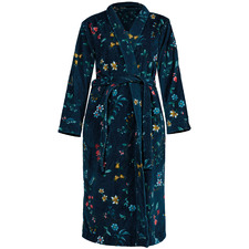 Dark Blue Les Fleurs Cotton Bathrobe