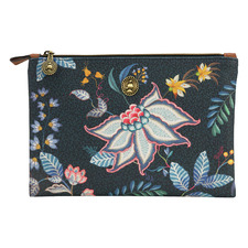 Flower Festival Faux Leather Cosmetic Flat Pouch