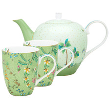 3 Piece Jolie Flowers Porcelain Teapot & Mug Set