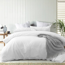 White Lee Stonewashed Cotton Quilt Cover Set