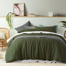 Olive French Linen Quilt Cover Set