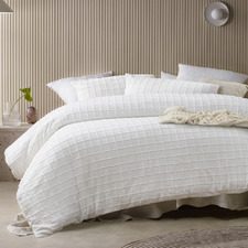 White Parquet Cotton-Blend Quilt Cover Set