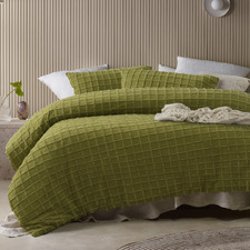 Cacti Green Parquet Cotton-Blend Quilt Cover Set