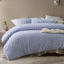 Snooze Blue Parquet Cotton-Blend Quilt Cover Set