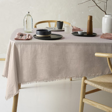 Rectangular Fringed Linen & Cotton Tablecloth