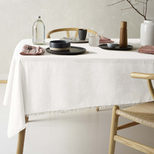 Rectangular Fringed Linen & Cotton Tablecloth