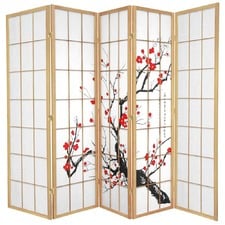 5 Panel Cherry Blossom Room Divider Screen