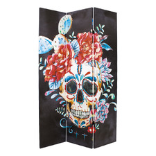 3 Panel Candy Skull Canvas Room Divider